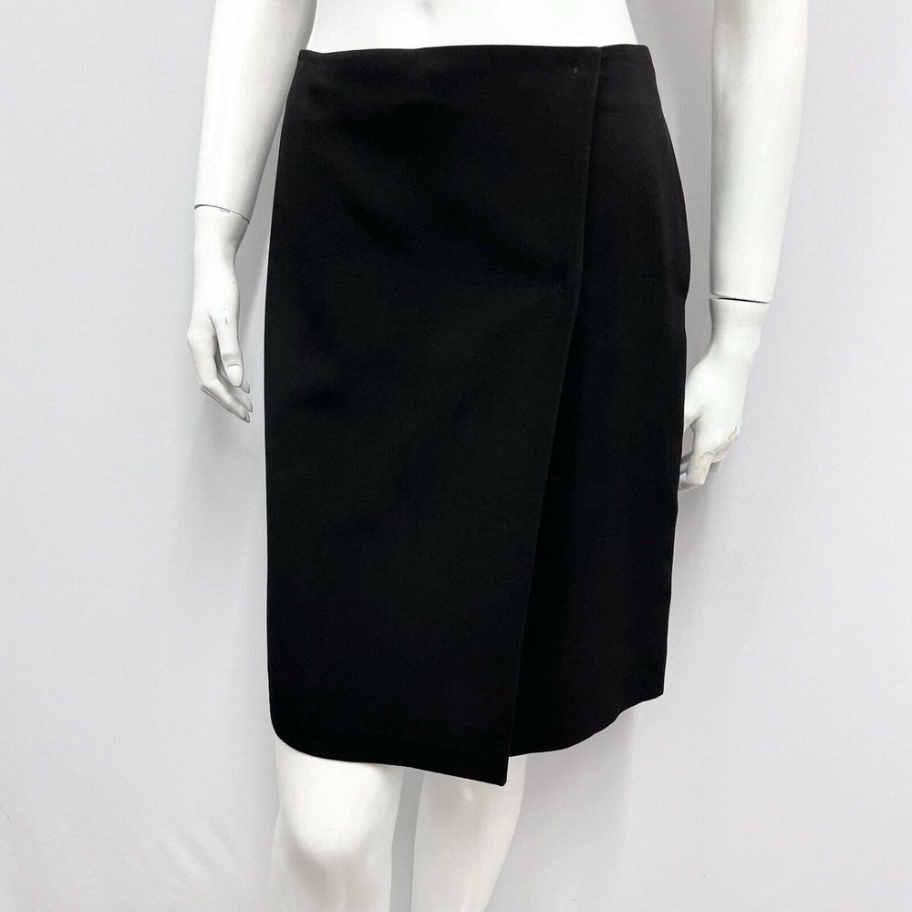 Prada Milano Skirt Black‎ Front Wrap Style Size 36
